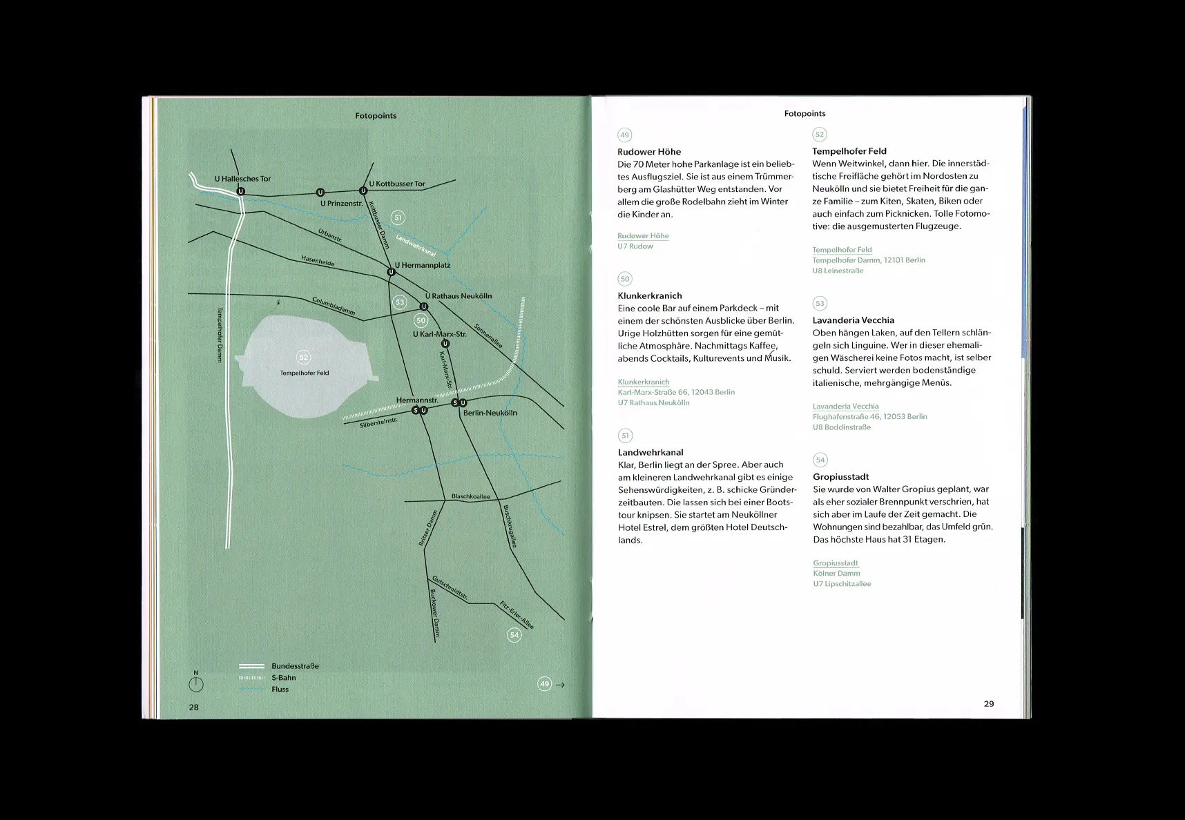 Neukölln Guide — Doppelseite mit Karte